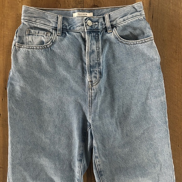 PacSun High Rise Straight Leg Jeans Raw Hem Button Fly Light Wash Size 27 - Picture 4 of 12